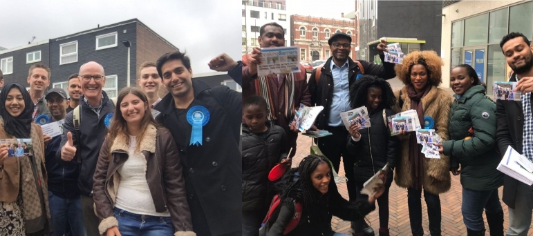 Two teams of Conservative activists out campaigning.